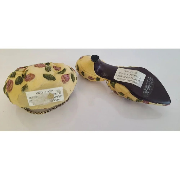 Vintage Miniature Nostalgia Decorative Handbag & Shoe Beige Floral, Knick Knack‎ - Picture 6 of 6